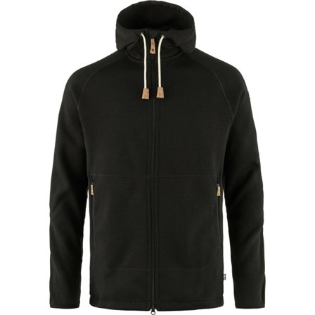 Fjällräven Men's Övik Fleece Hoodie in Black | Size: Medium, G-1000/Polyester