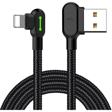 Rätvinklig USB-kabel med LED-lampa, 90 graders nylonladdningskabel, reversibel USB-snabbladdare, datasynkroniseringsladdningsadapter, fungerar med 