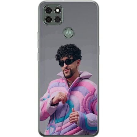 Kompatibel Mobilcover til Motorola Moto G9 Power Farverig illustration af et trist hjerte på stranden med palmer, delfiner og solnedgang i retrosk ku