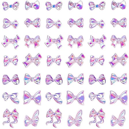 PAGOW 210 stk. Sløyfe Negledekorasjon, 3D Neglepynt Klistremerker Resin Krystall Tilbehør for Neglekunst Design, DIY Smykker Utstyr, Scrapbooking 