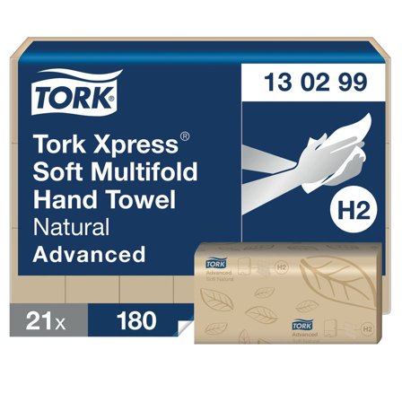 TORK Pappershandduk Xpress H2 Advanced Mjuk Multifold 2-lagers natur 3780/fp - Lyreco - Städ och hygien - Toalettpapper och torkpapper - 