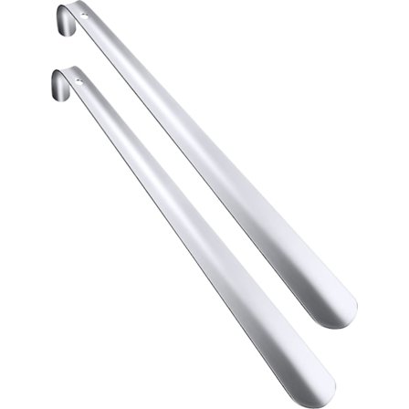 2-pack skohorn i rostfritt stål med långt handtag och bekvämt grepp för seniorer