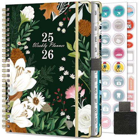 Lærerkalender 2025/26 - A5 - Lærerkalender 2025-2026 - Planner med selvklæbende penringe, månedlige etiketter og klistermærker - 21x15CM - B22