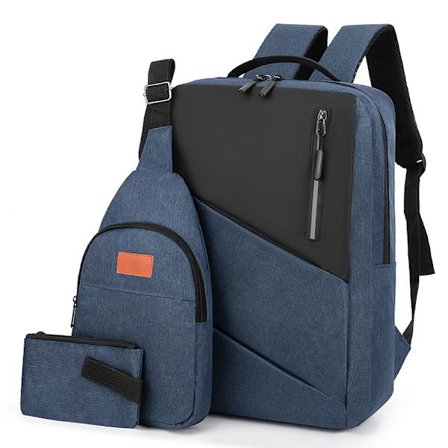 Tre-delt computersætsrygsæk blå