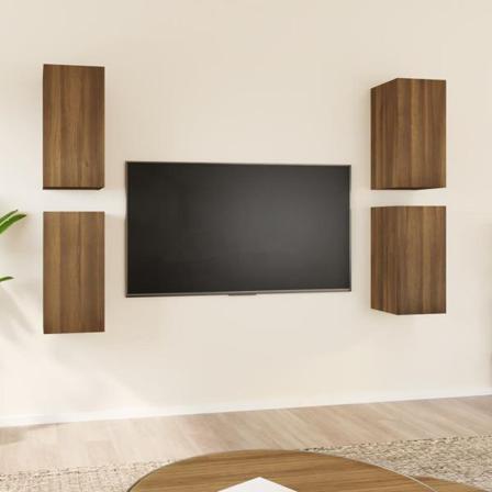 Vidaxl Tv-skåp 4 St Brun Ek 30,5x30x60 Cm Konstruerat Trä Brun