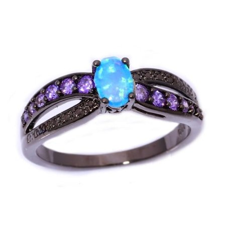 18K Sortguldbelagt Regnbue-Skåret Opal