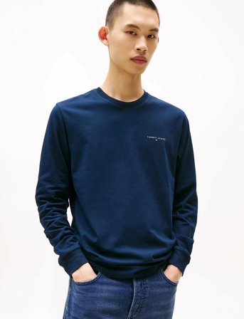 Tommy Jeans Tjm Slim Chest Linear Ls Tee Ext - Navy - L