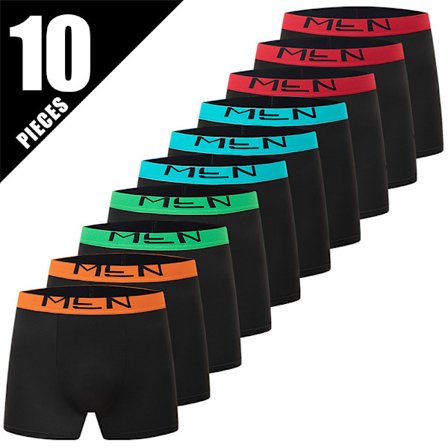 10-pakning herreboxershorts, komfortabelt elastisk midjebånd, pustende, ideelle for daglig bruk L