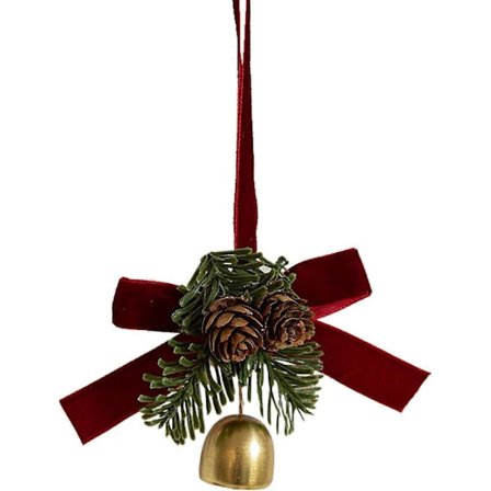 SBSG Messinkiset joulukellot, kultaiset joulukellot, kultaiset vintage-kellot, joulukellot koristeluun, 1 kpl pieniä kelloja samettinauhalla 