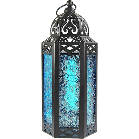Marokkolainen koristeellinen kynttilälyhty, sininen