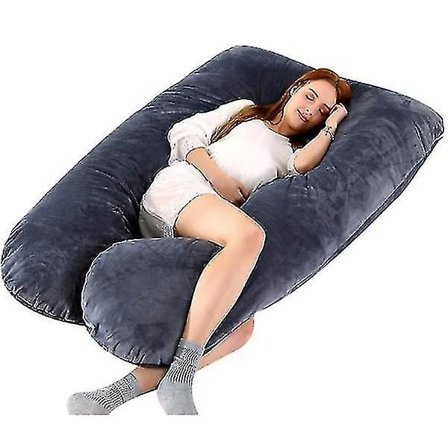 Graviditetspude U-formet, graviditetspude til gravide Fuld krops pude med aftageligt betræk Sort