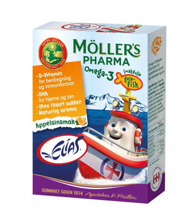 Möller’s Pharma omega-3 og vitamin D geléfisker 36 stk