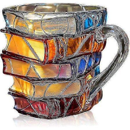 Malet Bog Krus, Håndlavet Farvet Glas Bog Kaffe Krus, Nyhed Unik Farverig Akryl Bøger Stak Formet Kaffekop Gaver til Bogelskere Læsere