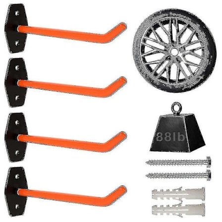 4 stk Garasje Kroker Heavy Duty Veggmontert, Dekk Oppbevaringssystem Med Anti-Skli Belegg, Heng Tungt Verktøy