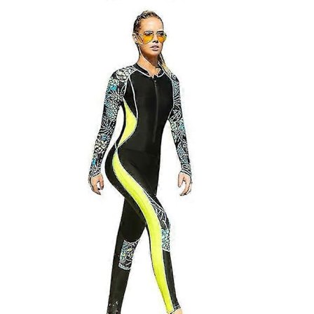 Full Body Badedrakt Rash Guard for Kvinner, Hel Badedrakt, Langermet, Lange Ben, Hurtigtørkende Våtdrakt med UV-beskyttelse av Høy Kvalitet