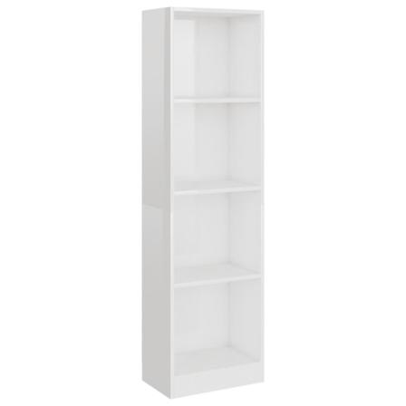 Vidaxl Bokhylla 4 Hyllor Vit Högglans 40x24x142 Cm Spånskiva Vit