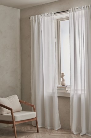 &Home - Gardinlængde med multibånd Dani 2-pak - Hvid - Gardinfag med rynkebånd - 250 - Fra Homeroom