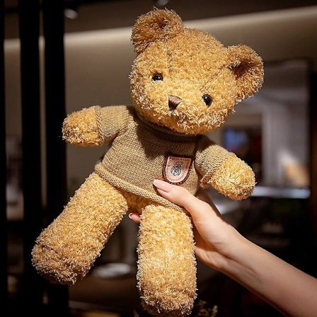 6 Stiler Kjærlighet Fluffy Teddybjørn Med Genser Fylt Squishy