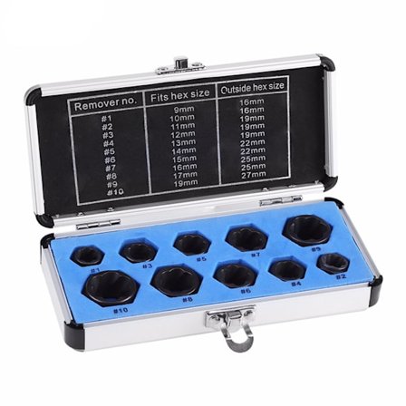 10-pak Kort Profil Boltudtrækker, 9-19mm Boltmøtrikudtrækker T