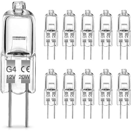 G4 halogenlampor, 20w G4-lampa, 12v halogenstiftsbaslampa, 2700k varmvit,, 300lm, G4 lågspänningshalogenlampa, genomskinlig kapsellampa, paket med 10