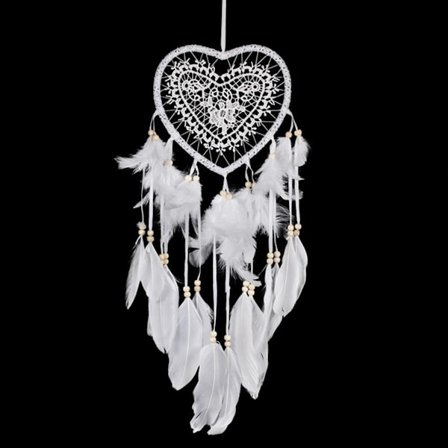 Hvid drømmefanger, håndlavet drømmefanger med fjer, håndlavet boho vævet kunstdekoration til væg, vindue, dør, dekoration, fødselsdagsgave