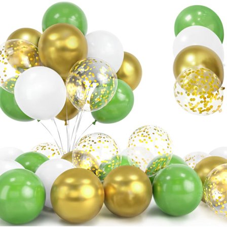 30 Stykker Grønne & Guld Balloner, 12 Tommer Krom Metalliske Konfetti Latex Balloner med Bånd, Helium Kompatible til Fødselsdag Bryllup