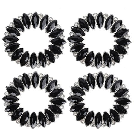 4 kpl Sinkki-rautaseos Kukka Kenkäkoriste Muodikas Kiiltävä Kukka Kenkäklipsi Musta