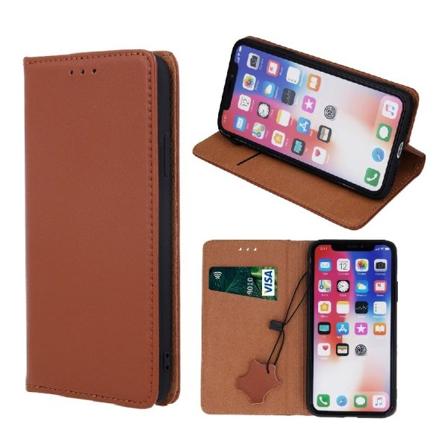 iPhone XR - Äkta Läder Flip Case Mobilplånbok - Brun Brown