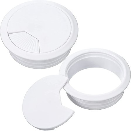 2-pack skrivbordshål, kabelgenomföring för skrivbord, kabelgenomföring i plast, kabelorganisatör för skrivbord, håldiameter 60 mm/2,3 tum