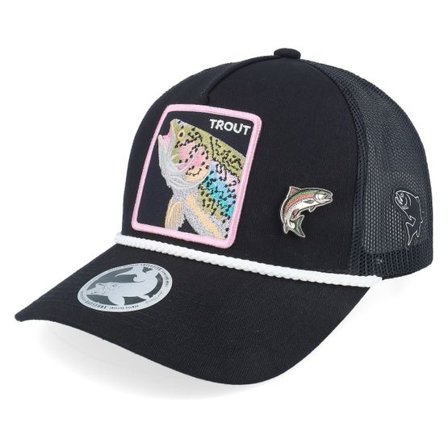 Skillfish - Svart trucker Keps - Hatstore Exclusive x Trout Pin Rope Black/White A-frame Trucker @ Hatstore