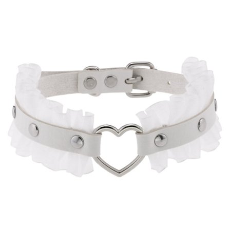 Kvinnor Flickor Läder Choker Krage Punk Rock Gotisk Hjärta Choker Halsband, Spets Halsband_tfrf