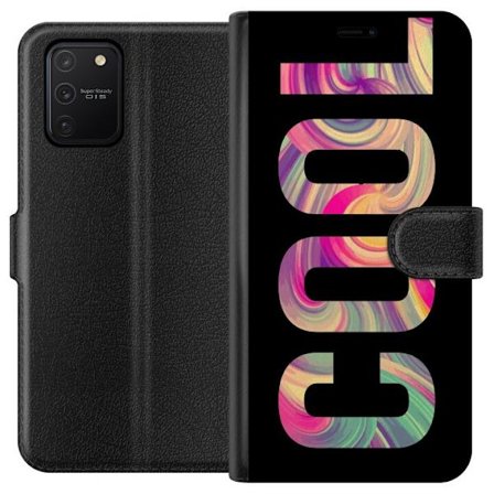 Kompatibelt Lommeboketui til Samsung Samsung Galaxy S10 Lite Modern typografisk kunst med ordet LOVE i flytende regnbuefarger mot svart bakgrunn med s