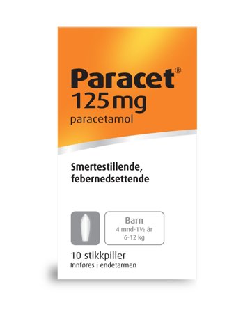 Paracet 125 mg stikkpiller 5 mnd-2 år 10 stk
