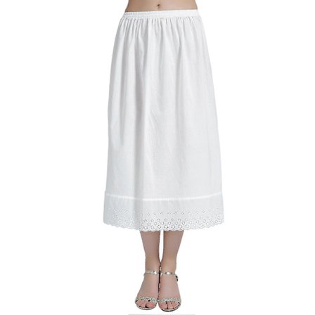 100% Bomuld Dame Halv Underkjole Vintage Nederdel Forlænger Med Blondebroderi