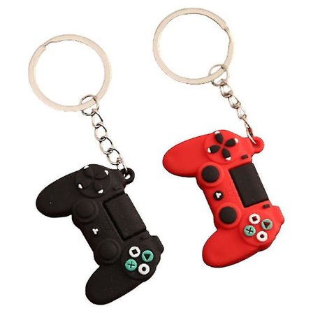 2 stk. Sort og rød Game Controller Playstation nøglering Videospil nøglering Gamer gave