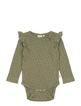 Body L/S Frill Modal Heart Green Petit Piao