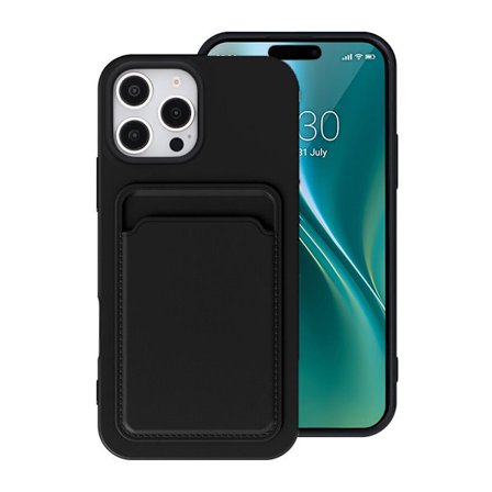 Silicone Case with Card Holder iPhone 16 Pro - Black