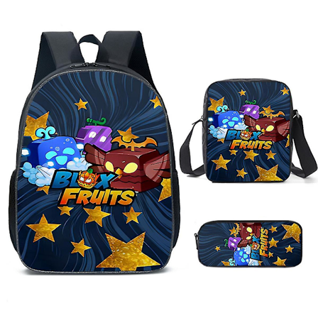 Roblox Blox Fruits Barnryggsekk for barn 3-delt sett (ryggsekk + matpakke + pennal) Z