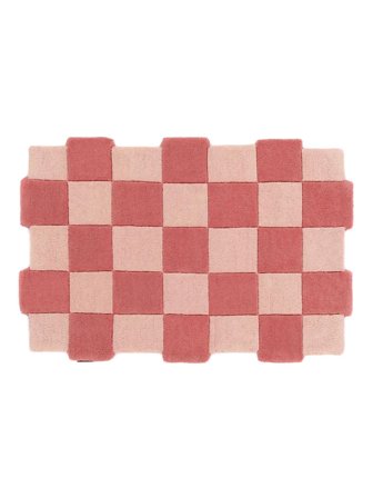 Wool Door Mat Checkmate Checkered Pink/Light Pink