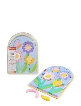 Wooden Flower Puzzle Blocks Patterned Fisher-Price