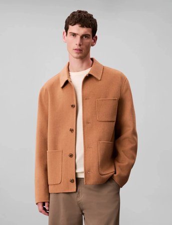 Calvin Klein Ls Double Face Wool Blend Chore - Beige - S