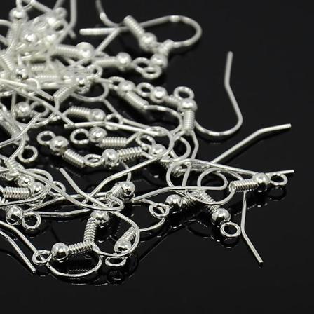 200st Nickelfria Silverpläterade Öronkrokar 18 Mm.