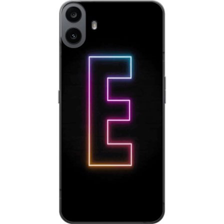 Yhteensopiva Puhelinkuori Nothing Nothing CMF Phone 1 Minimalistinen neonkirjain E kirkkaissa väreissä tummaa taustaa vasten modernissa ja tyylikkä