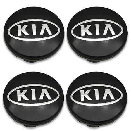 Sorte Kia bilhjul senterdeksler 60mm 4 stk for Picanto, Rio, Forte, EV, Soul, Ceed