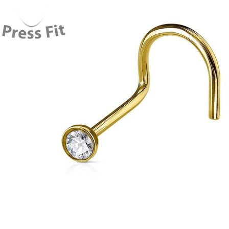 1 Skruvbar näspiercing i Guldpläterad 316L stål med med CZ