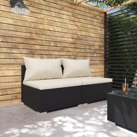Vidaxl Loungegrupp För Trädgården Med Dynor 2 Delar Konstrotting Svart