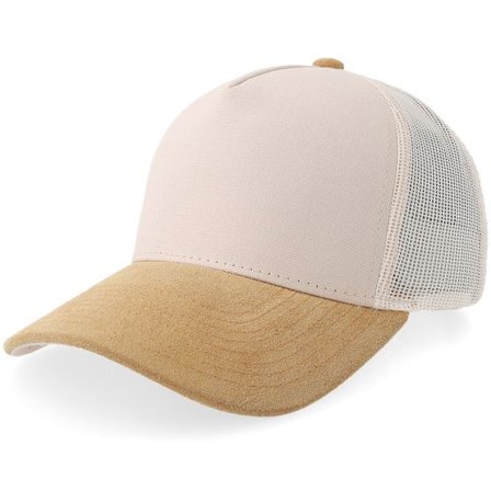 Equip - Beige trucker Keps - Beige Canvas/Wheat Suede A-frame Trucker @ Hatstore