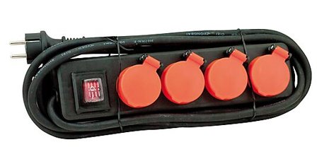 GELIA GRENUTTAK 4-VEIS UTENDØRS IP44 MED BRYTER MED LOKK 3M