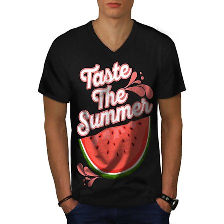 Taste Fresh Summer Men Blackv-neck T-shirt | Wellcoda