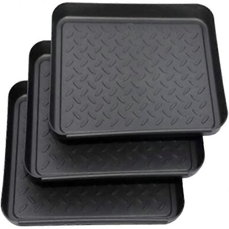 Set med 3 Skoställ, Skodroppbricka i Plast, Liten Skomatta, Droppbricka, Hylla, Skobricka, Droppbricka, 35x27x3 Cm